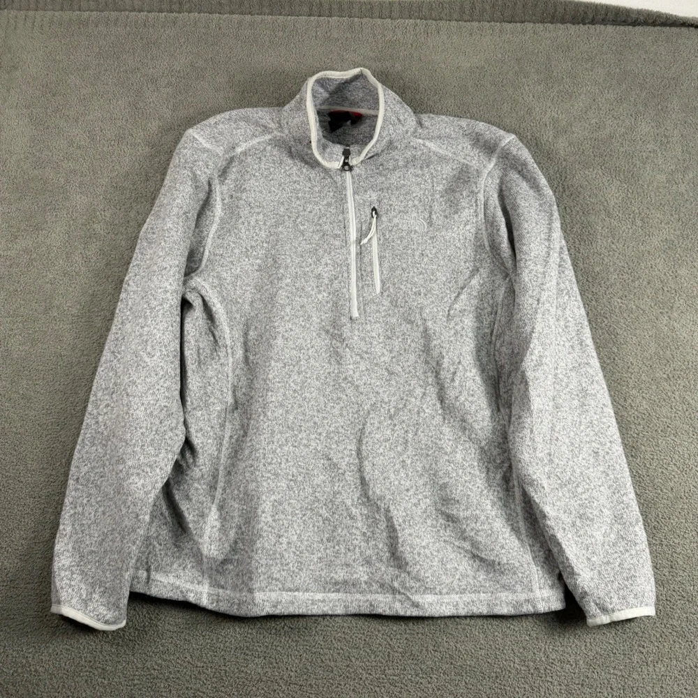 The North Face Mens Gordon Lyons Quarter Zip Fleece Pullover Gray Heather Large